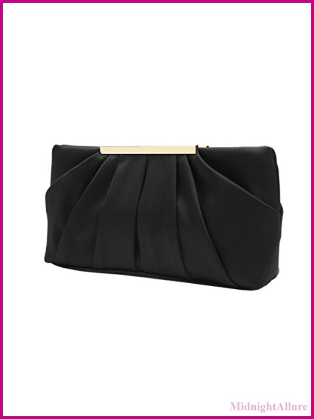 Pleated Satin Evening Clutch Formal Handbag Detachable Chain
